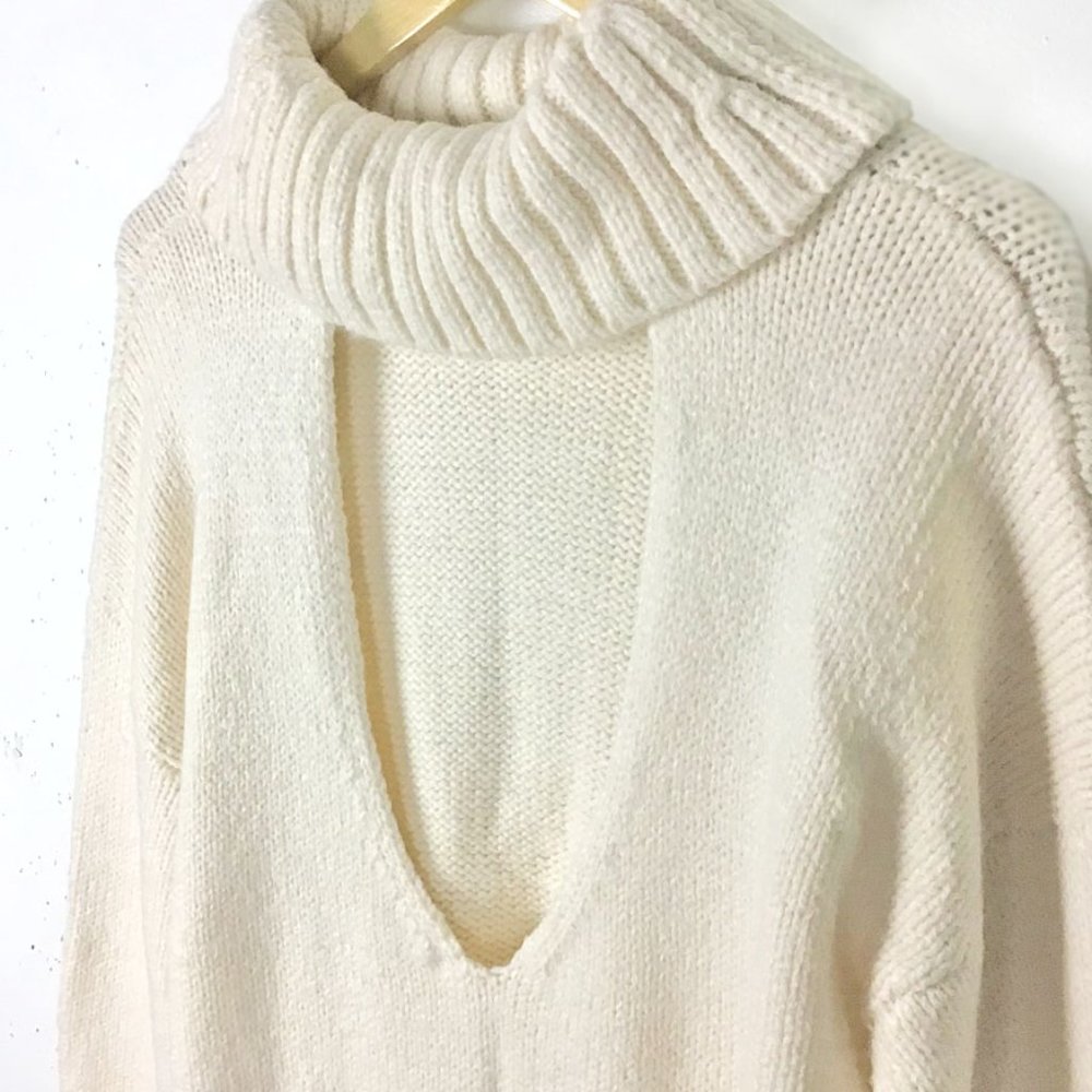 ASOS Open Back Knitted Roll Neck Off White Sweater - Picture 7 of 10